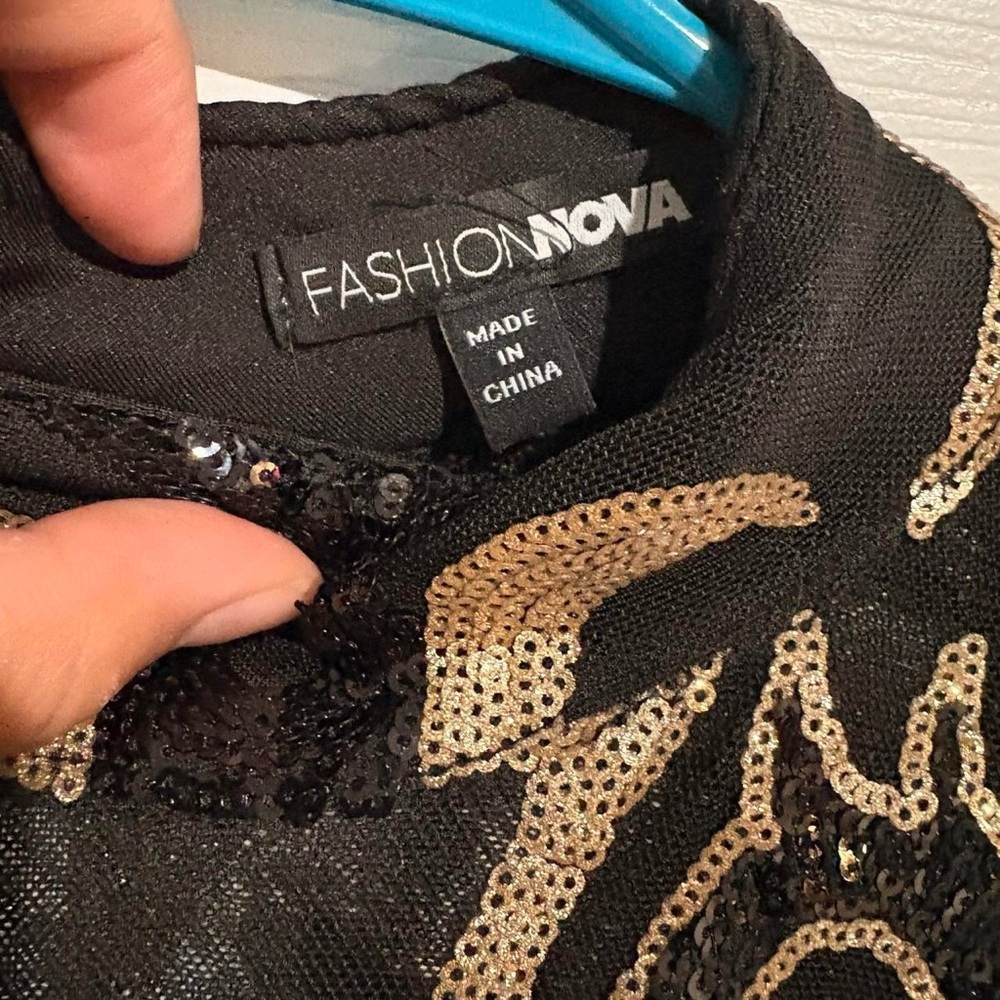 Fashion Nova Make Me Art Mesh Dress - Black, NWOT - Picture 4 of 6